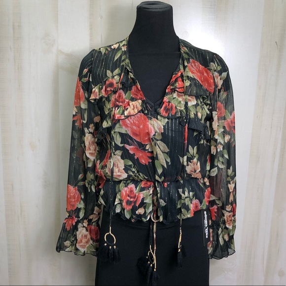 New Chelsea & Violet Sheer Blouse With Tassels - Picture 2 of 8